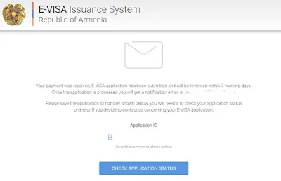 Result e-visa Armenia by e-mail