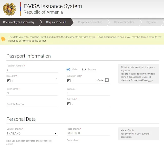 Information for Visa Armenia