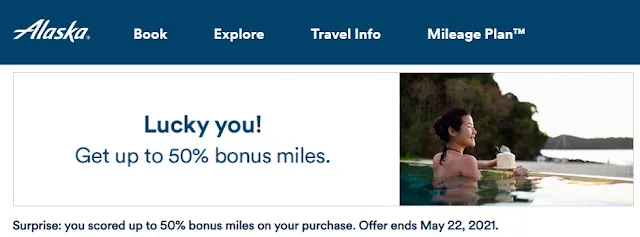 ซื้อไมล์ Alaska Airlines Bonus 50% ซื้อไมล์ Alaska Airlines