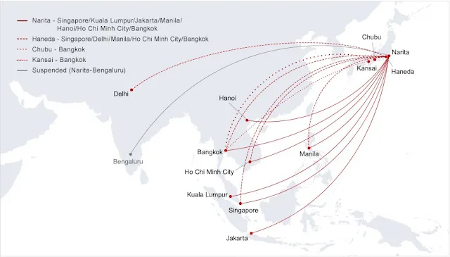 เส้นทางบิน Japan airlines เส้นทางบิน JAL